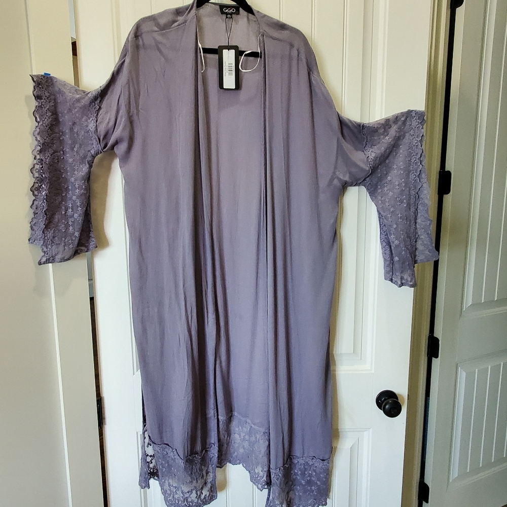 Lace trimmed duster